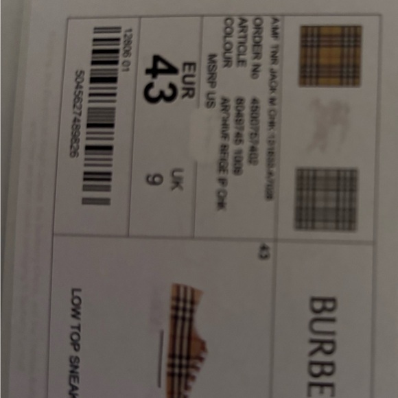 Burberry Checkered Sneakers in Beige and Black - Picture 5 of 5